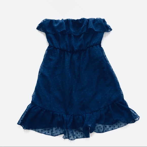 Rhapsody Dark Blue Sheer Layered Sleeveless Dress - Picture 3 of 4